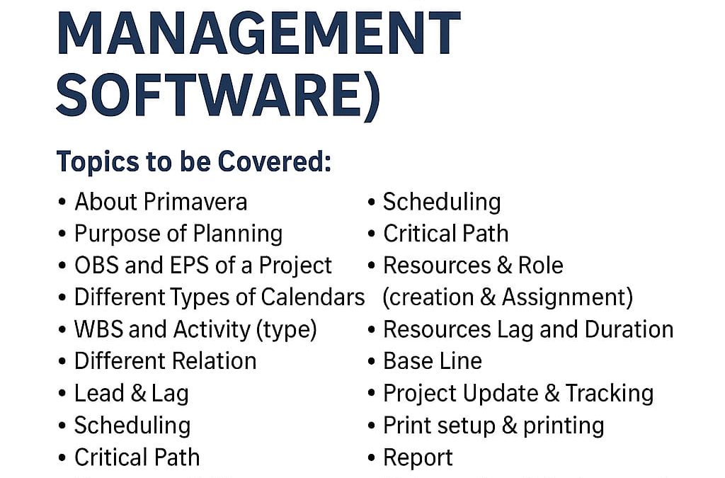 Comprehensive Primavera Training for Engineers